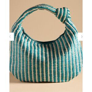 Anthropologie The Brigitte Satchel by Melie‎ Bianco Raffia Edition turquoise NEW